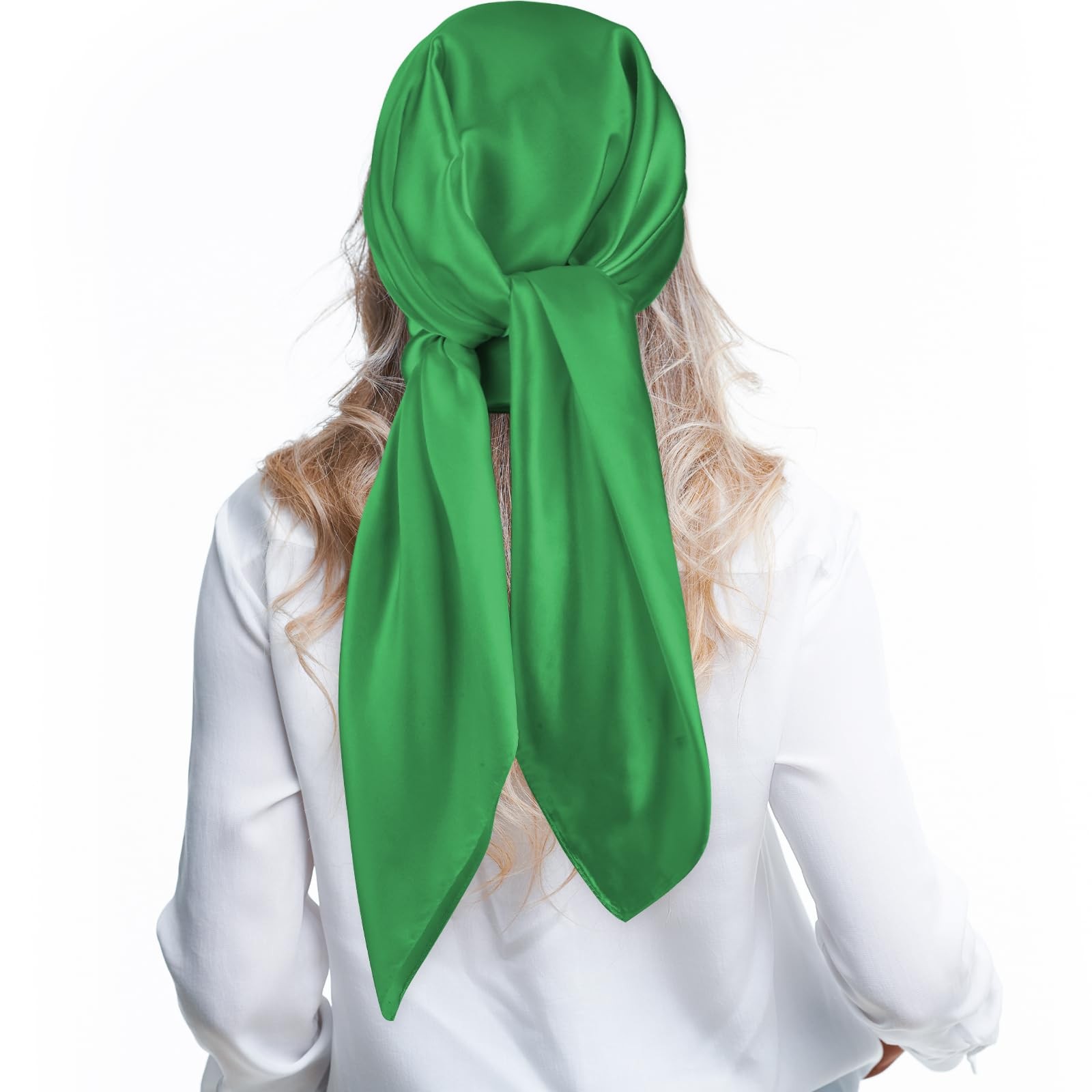 35″ Large Square Satin Head Scarf, Silk Shiny Solid Color Scarves, Sleeping