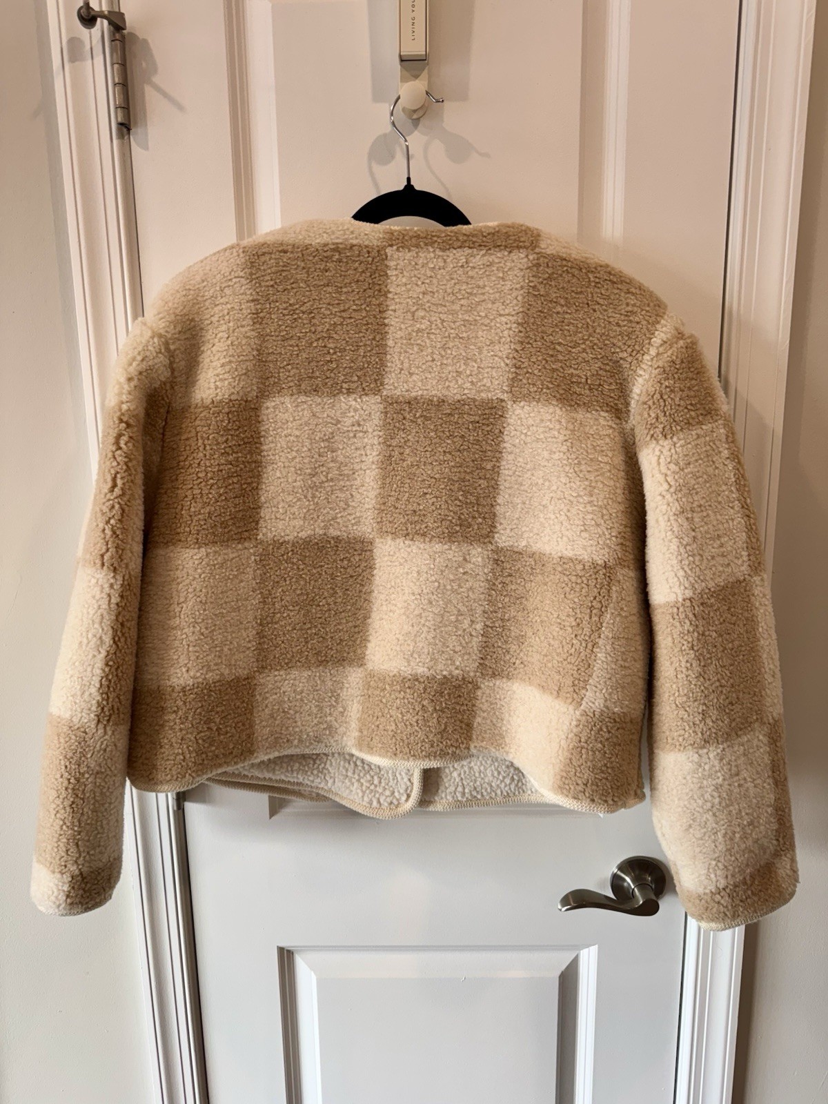 Source Unknown Womens TikTok Viral Jacket & Vest Bundle Brown Cream Checkerboard