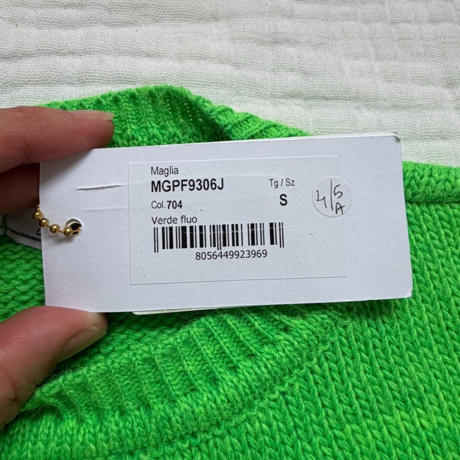 Cesare Paciotti 4US Kids Rhinestone Logo Knit Sweater Green Italy NWT
