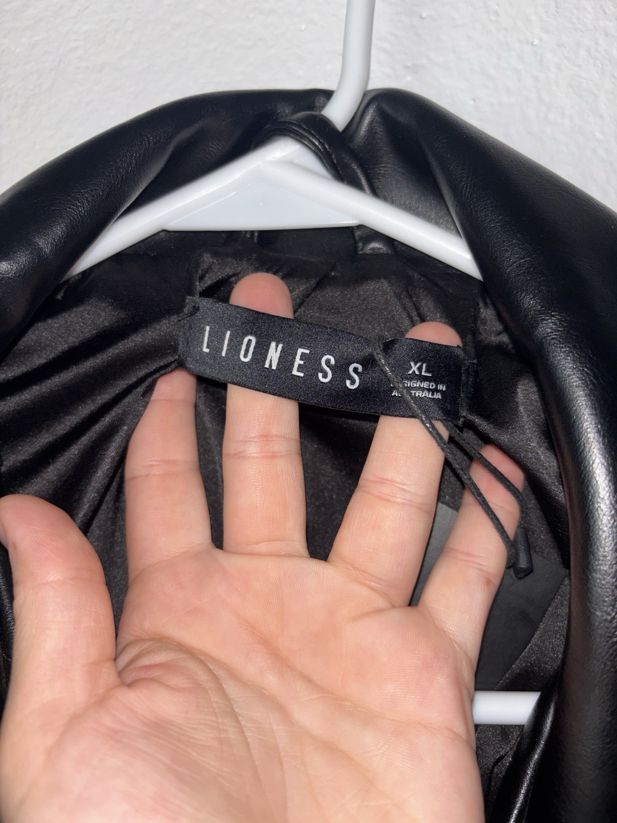 Brand new Lioness Women’s Oversized Biker Jacket Black Faux Leather, Size XL