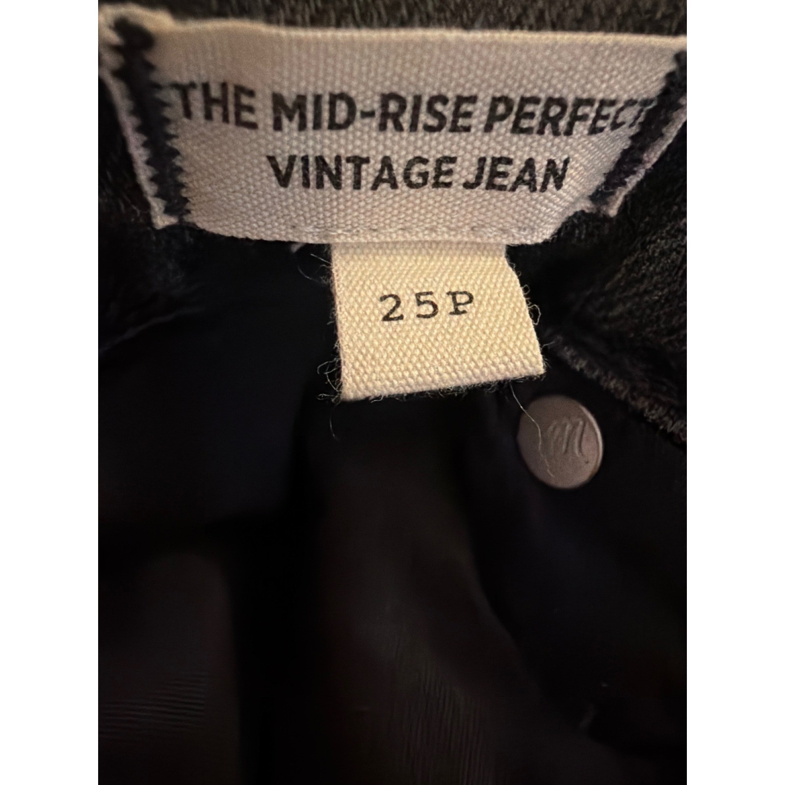 Madewell Jeans Womens 25P The Mid-Rise Perfect Vintage Black Straight Leg