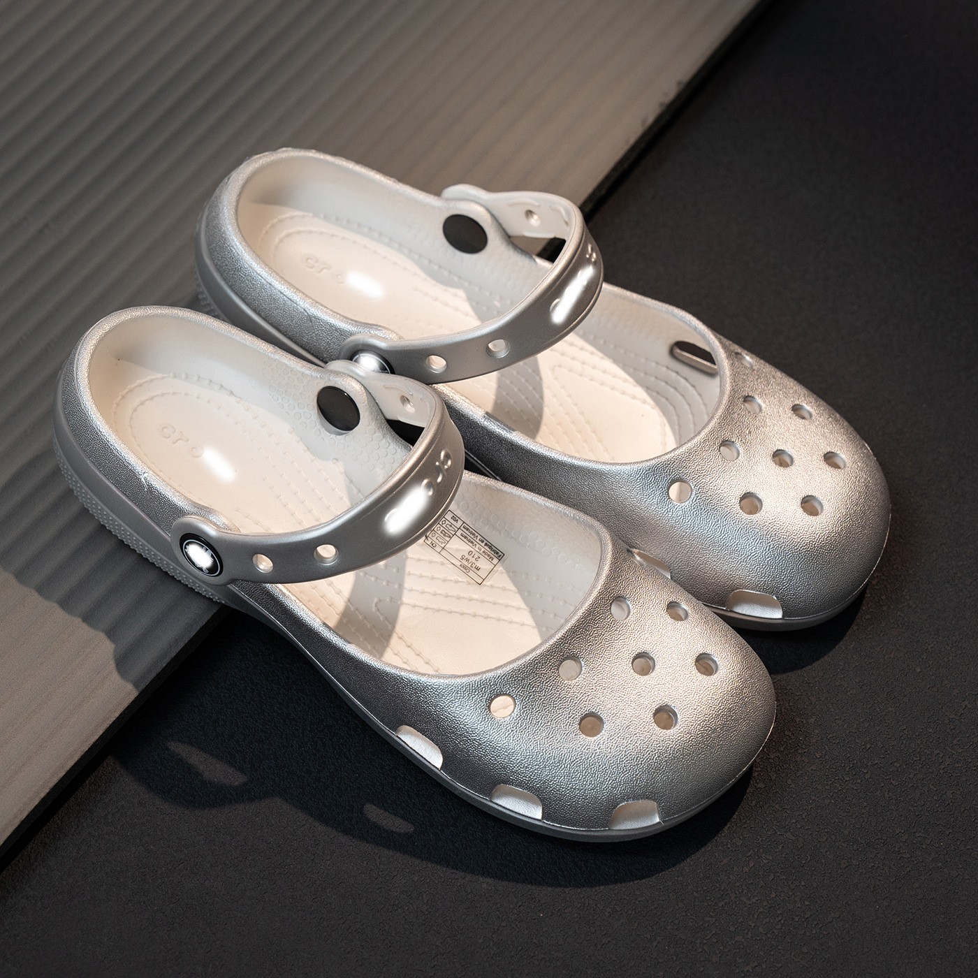 crocc Women Ballet Platform Clogs Silver Glitter Slip On Non Slip Casual Sandals