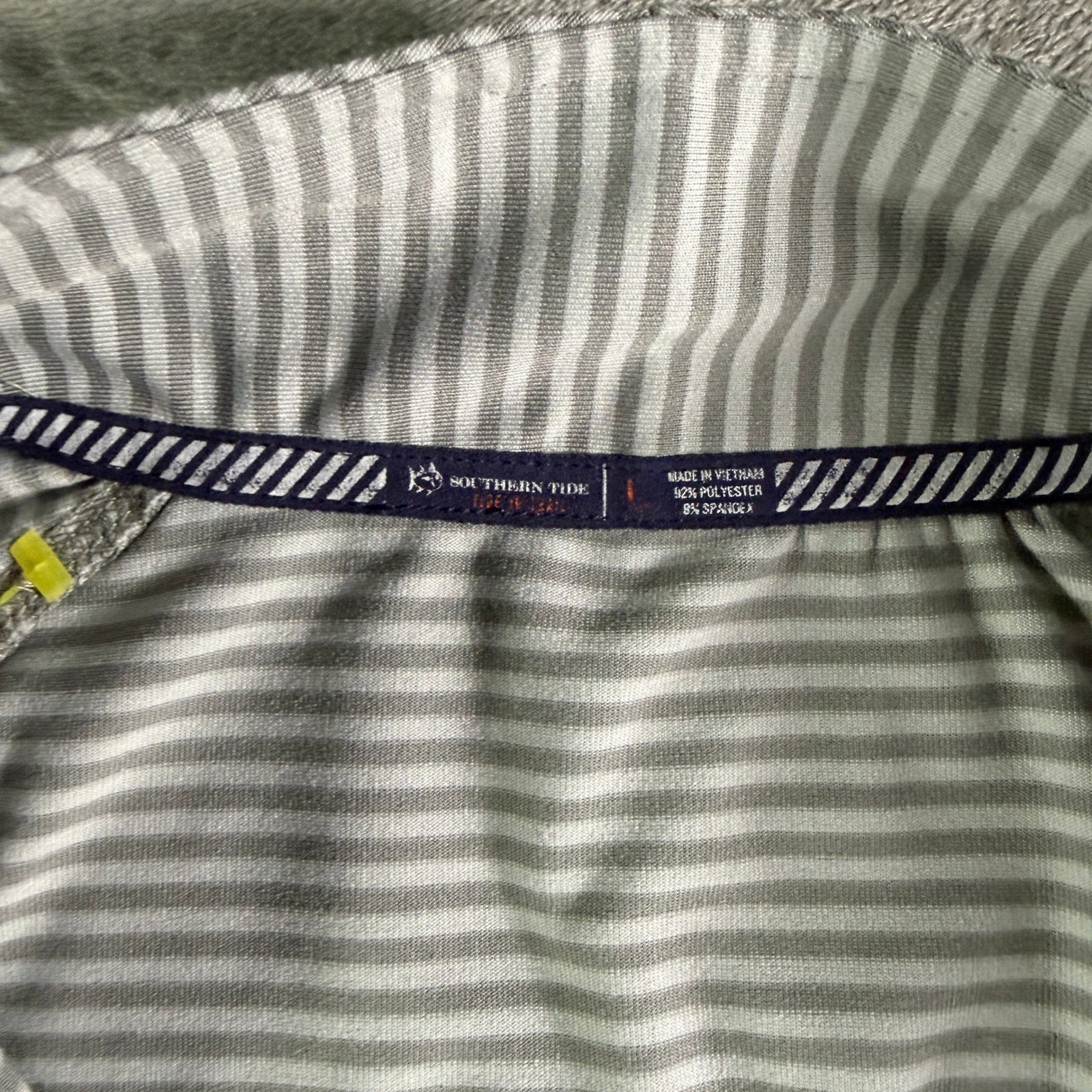 Southern Tide Striped Performance North Stone CC 1/4 Zip Pullover Mens Lrg