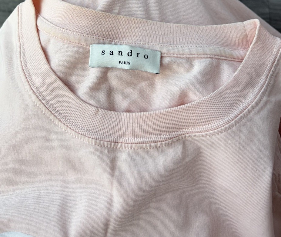 Sandro Paris Women’s Pink Born To Love Graphic Cotton T-Shirt Size M