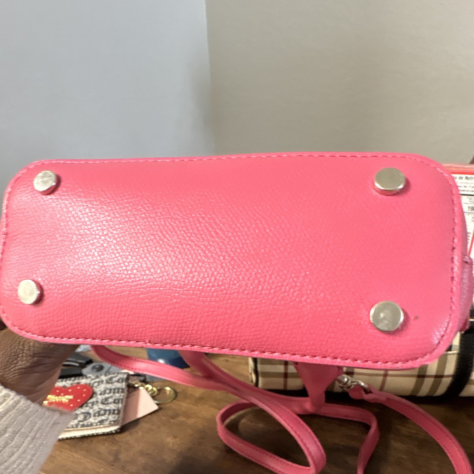 Balenciaga Pink Logo Satchel Top Handle Bag Zip Closure Detachable Strap Silver