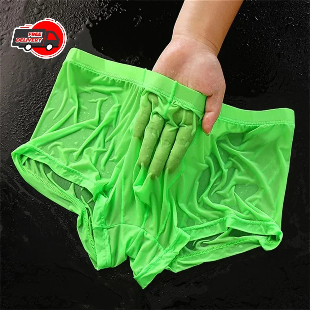 Ultra Thin Ice Silk Boxers Underwear Men Semi-transparent Seamless Sexy Male*