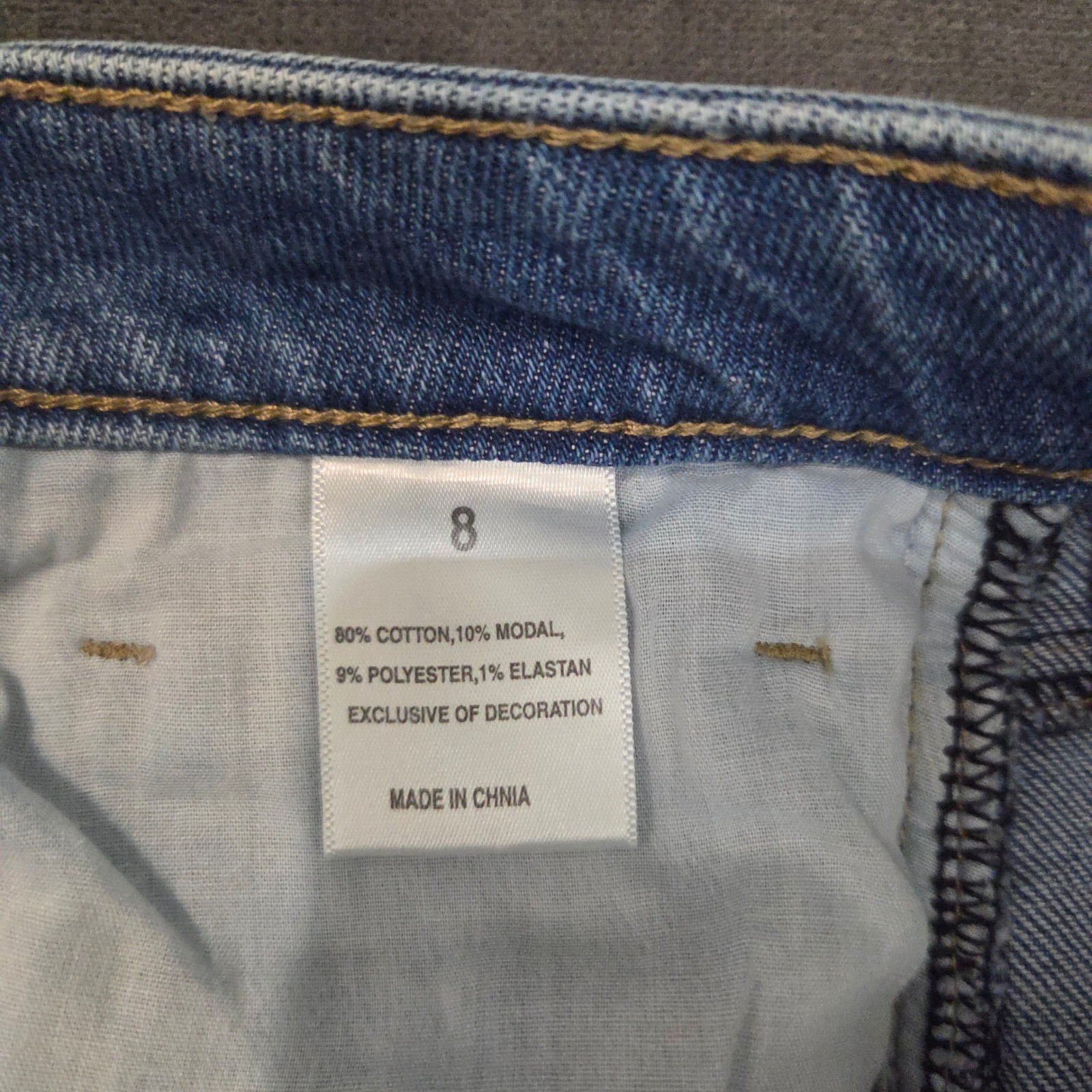 OFLUCK Women Distressed High Rise Straight Leg Jeans Light Wash Raw Hem Size 8
