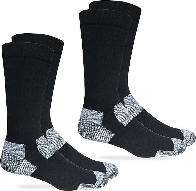 Carolina Ultimate Work Steel Toe Boot Socks, Black, (L) W 9-12 / M 9-13, 2 Pair
