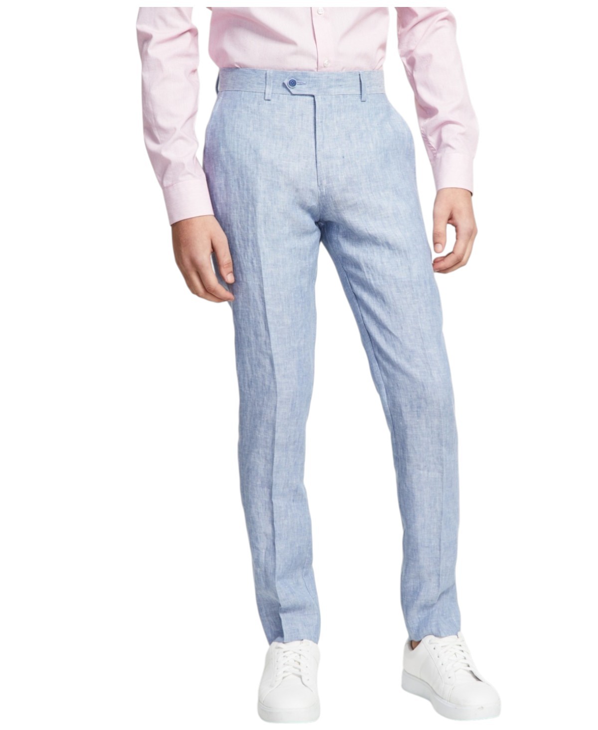 Bar Iii Mens Slim fit Dress Pants 30 / 30 Light Blue Solid Stretch Linen