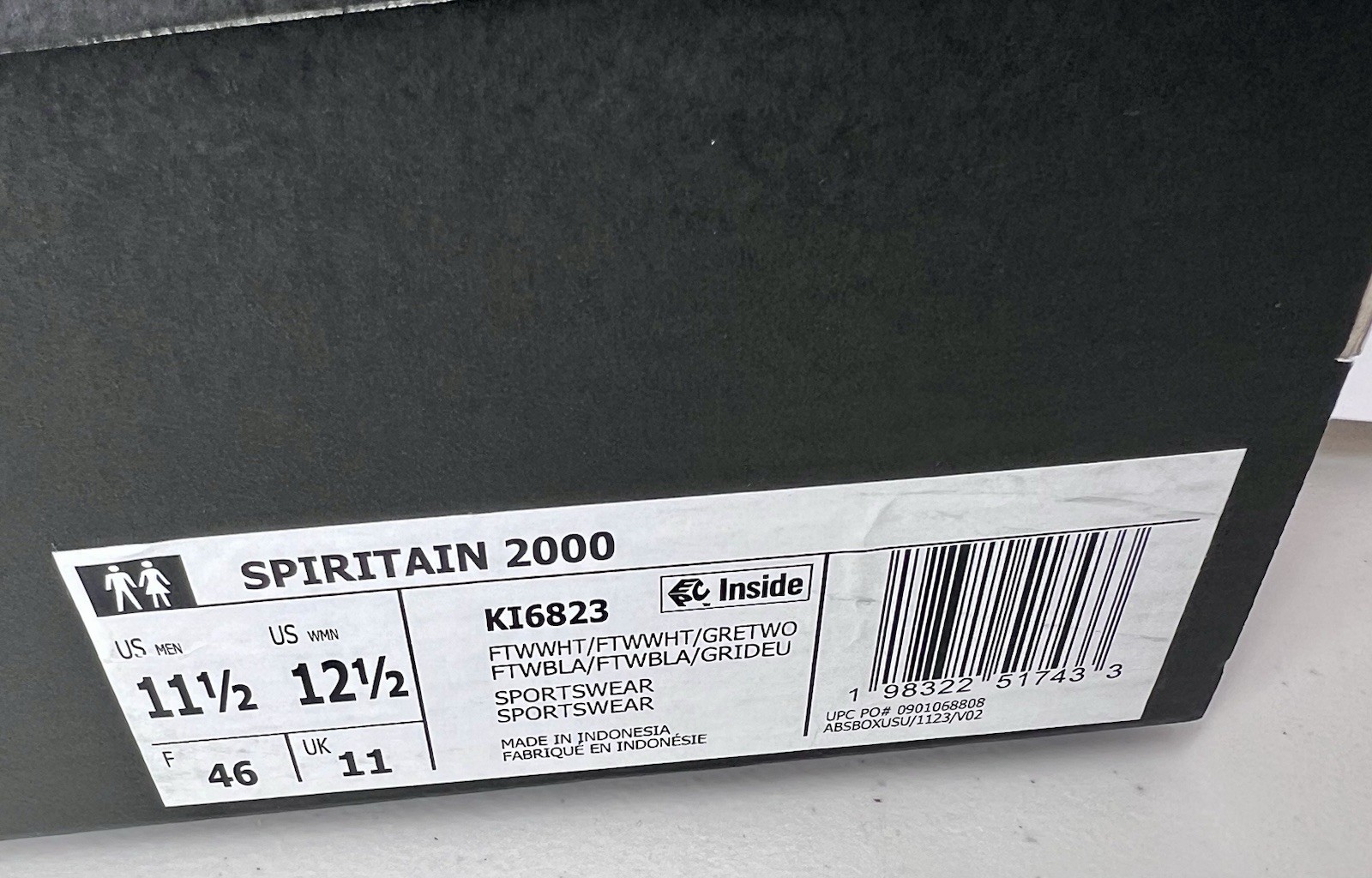 Adidas SPIRITAIN 2000 Cloud White / Cloud White / Grey Two M11.5-W12.5