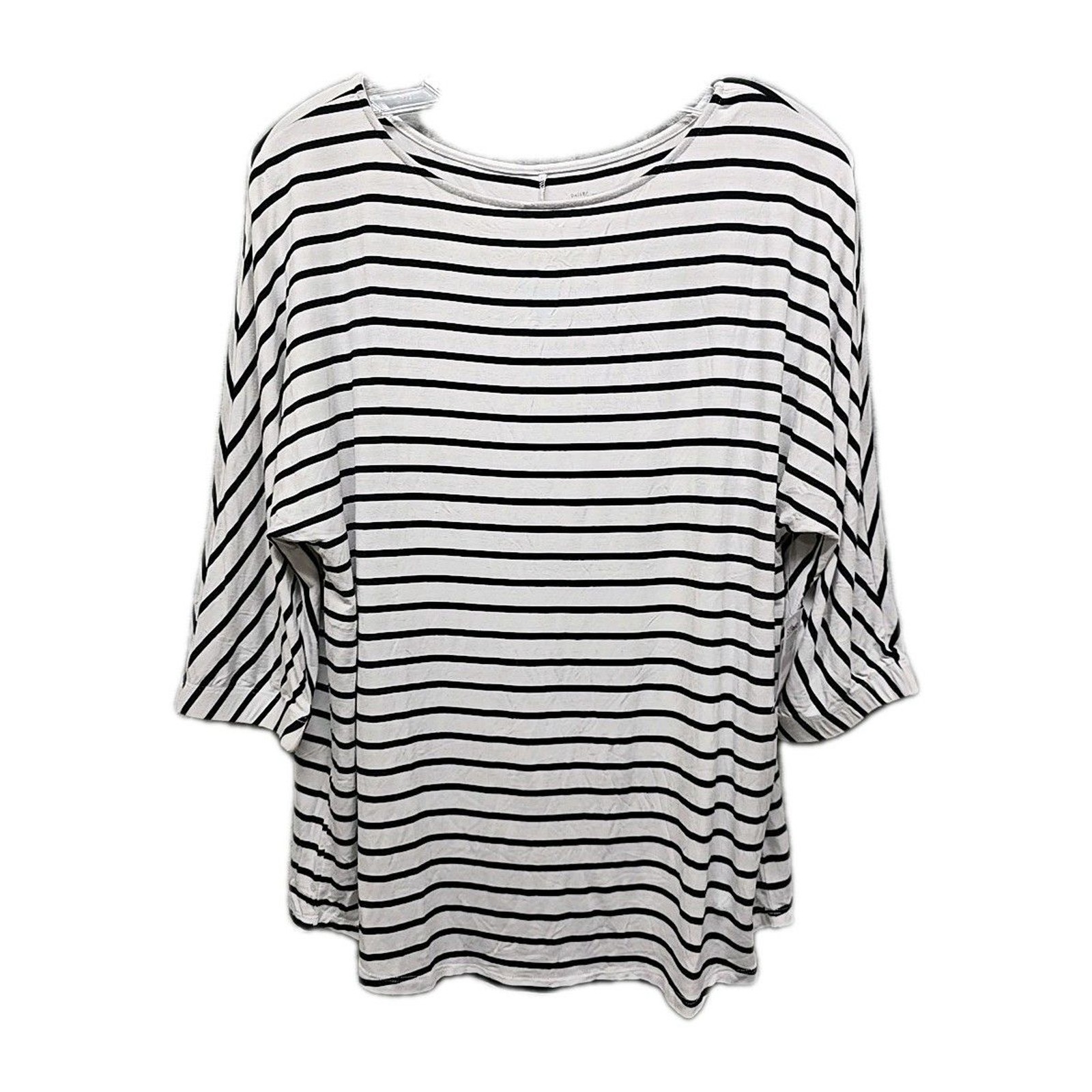 NWT Daily Ritual Womens Top M EcoVero Stripe Kimono Sleeve Lightweight Blk/White