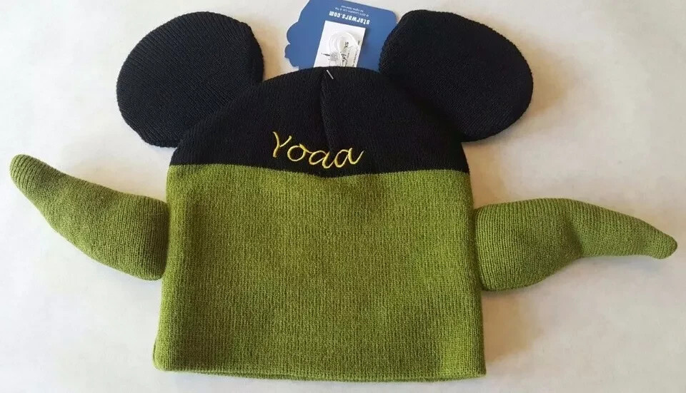 Star Wars YODA with Mickey Ears Knit Cap Beanie Disney Parks One Size
