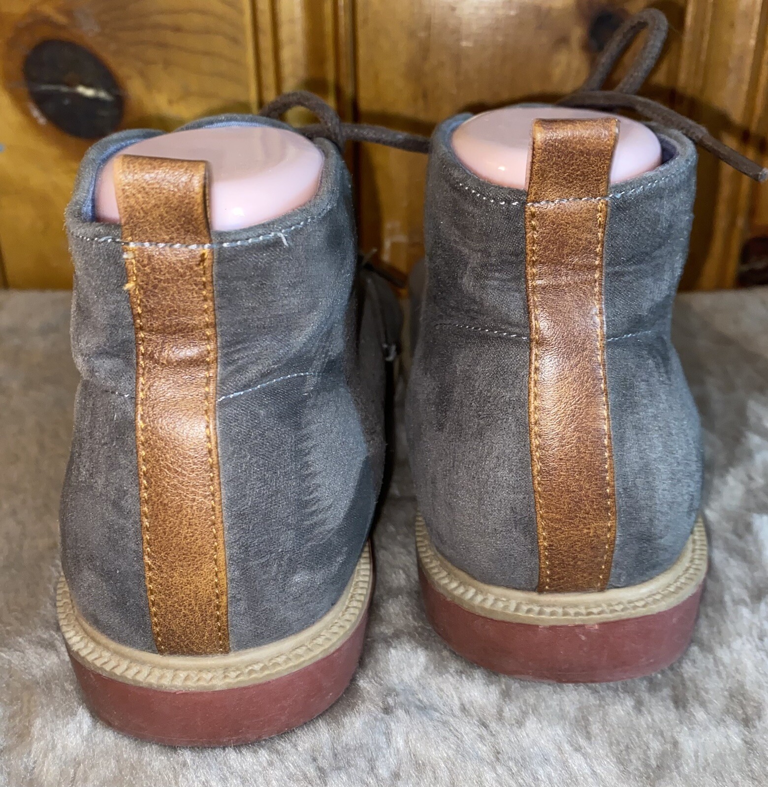 Tommy Hilfiger Michael Chukka Boys Gray Cognac Suede Boots Size 5