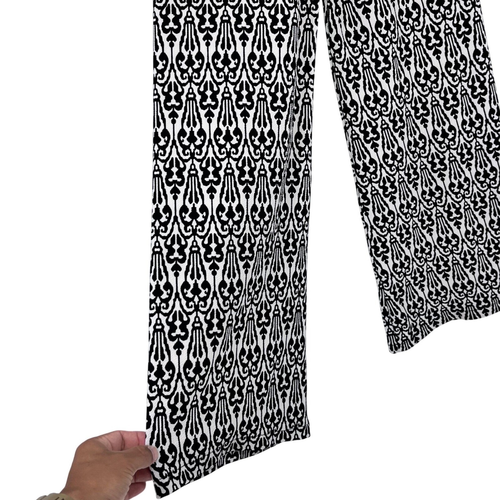 Lime N Chili Palazzo Pants Womens Small Black White Damask Wide Leg Boho Retro