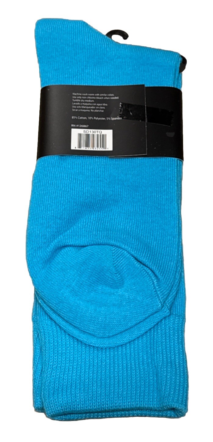 FineFit Cotton Comfort Sock Size 10-13 Turquoise Blue