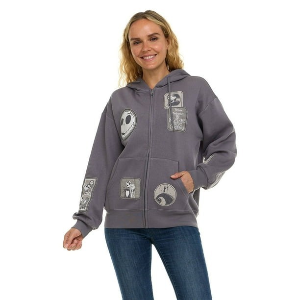 Disney Nightmare Before Christmas Jack Skellington Gray Full Zip Hoodie XS