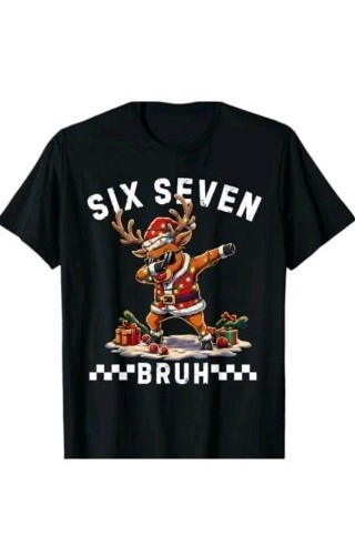 Funny 67 Christmas Six Seven Meme Dabbing Reindeer T-Shirt Unisex