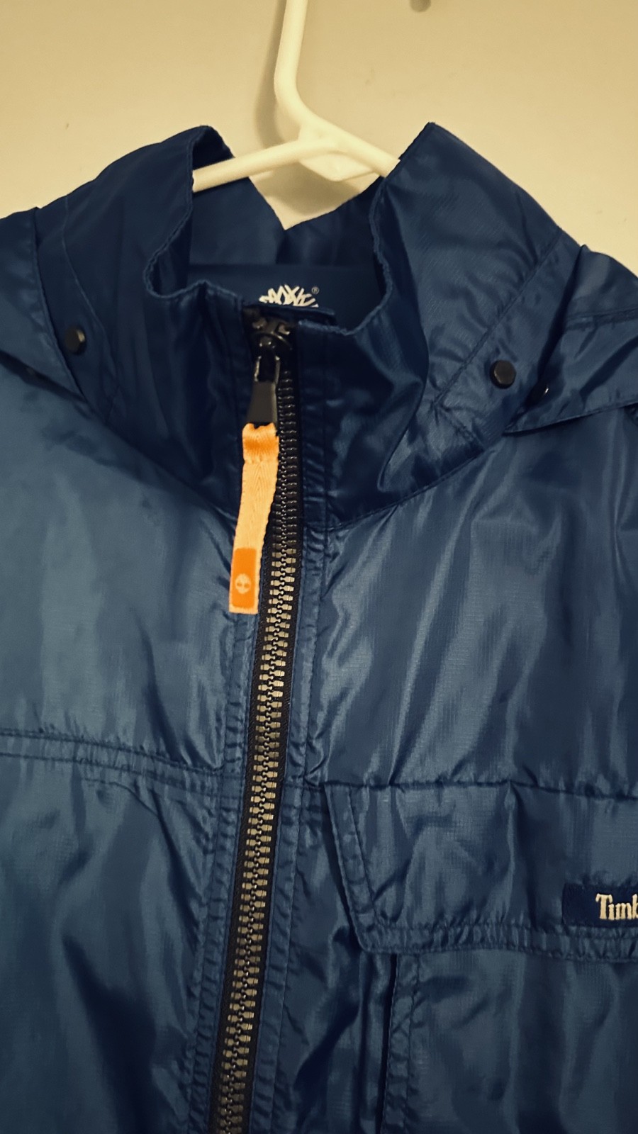 Timberland Jacket Mens XL Blue Full Zip Hooded Lightweight Windbreaker Rain Coat