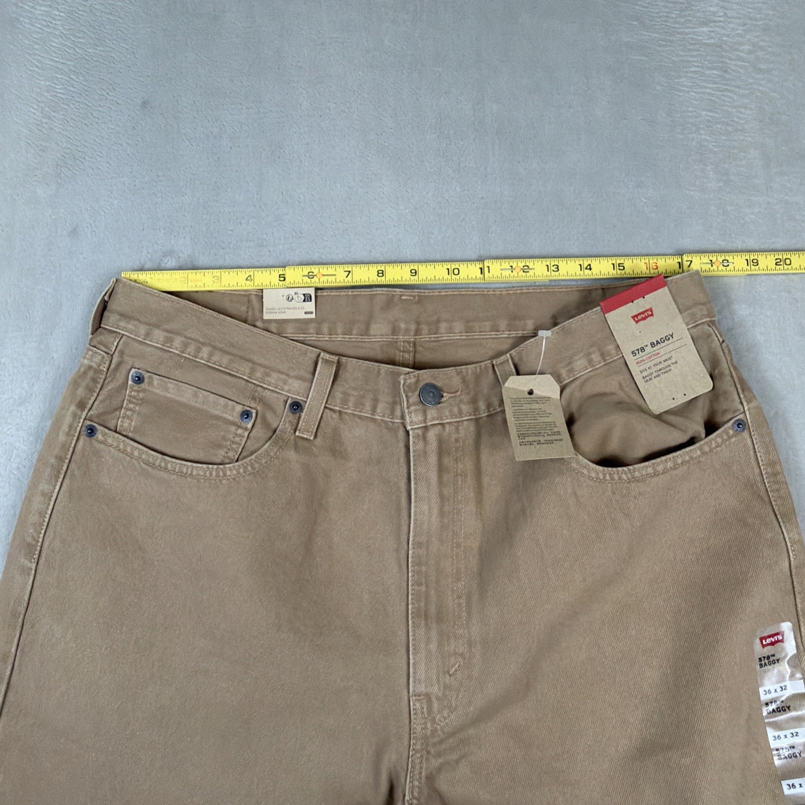 Levi’s 578 Baggy Denim Jeans Men’s Size 36×32 Tan/Khaki Cotton