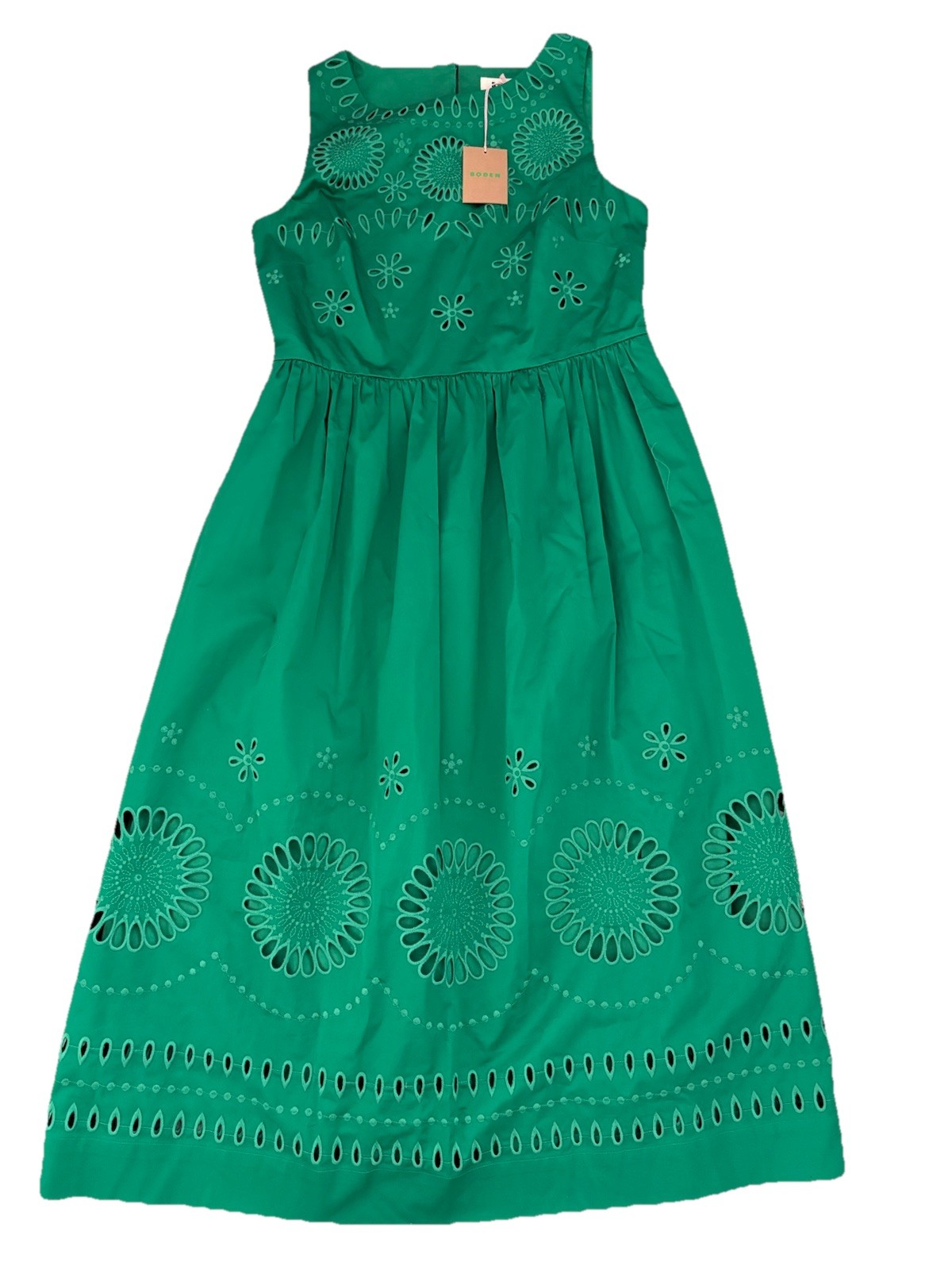 Boden Lauren Broderie Midi Dress UK 12 Regular Green RRP £166