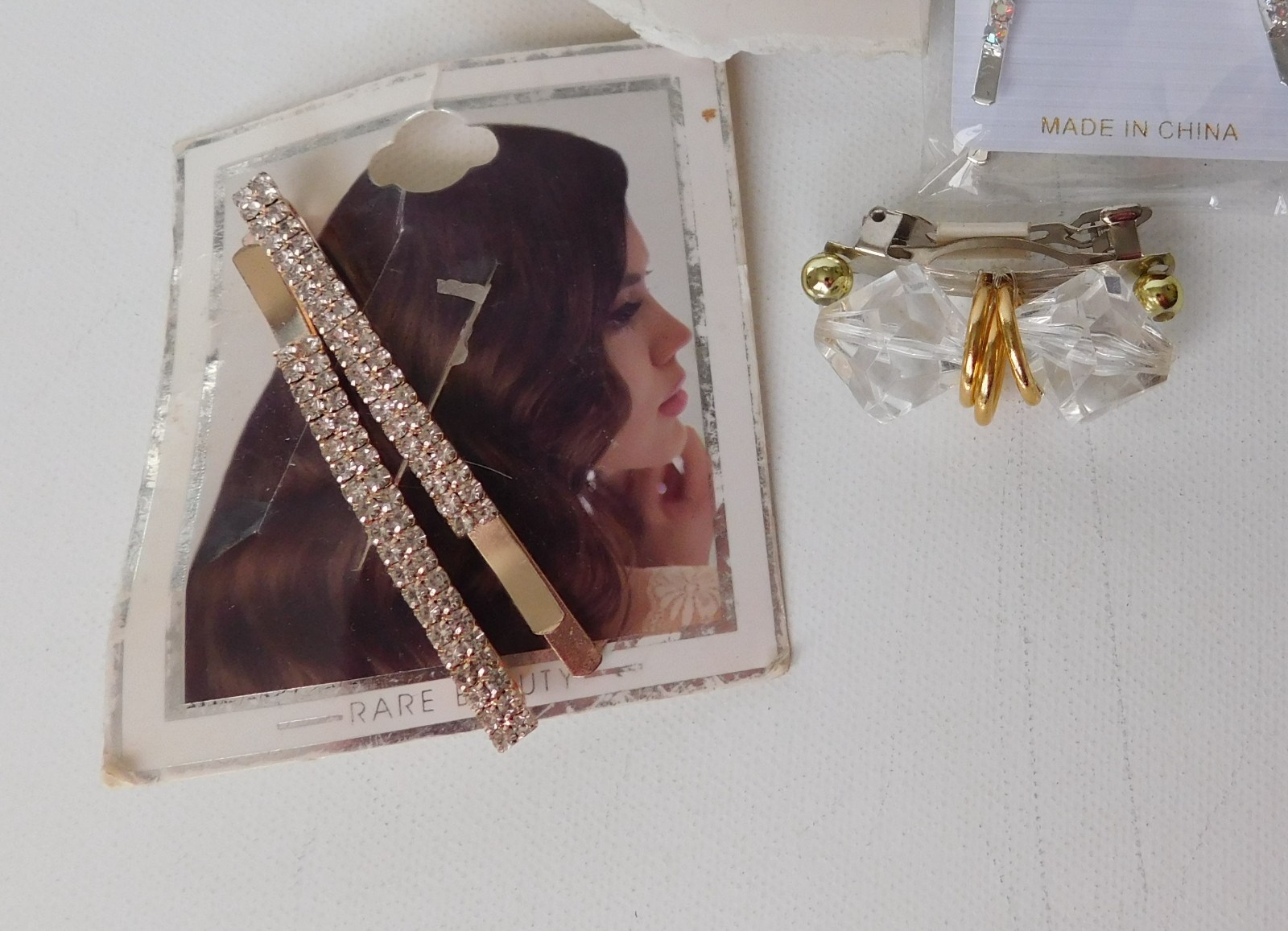Mixed Hair Accessory Lot clips barrettes Spin pins bands – Rhinestones Pearls