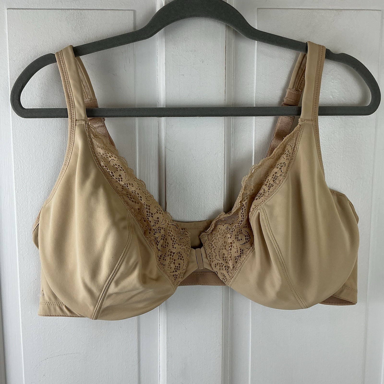 Playtex Bra 44DD Full Coverage 4423 Front Close No Poke Dreamwire Bra BEIGE