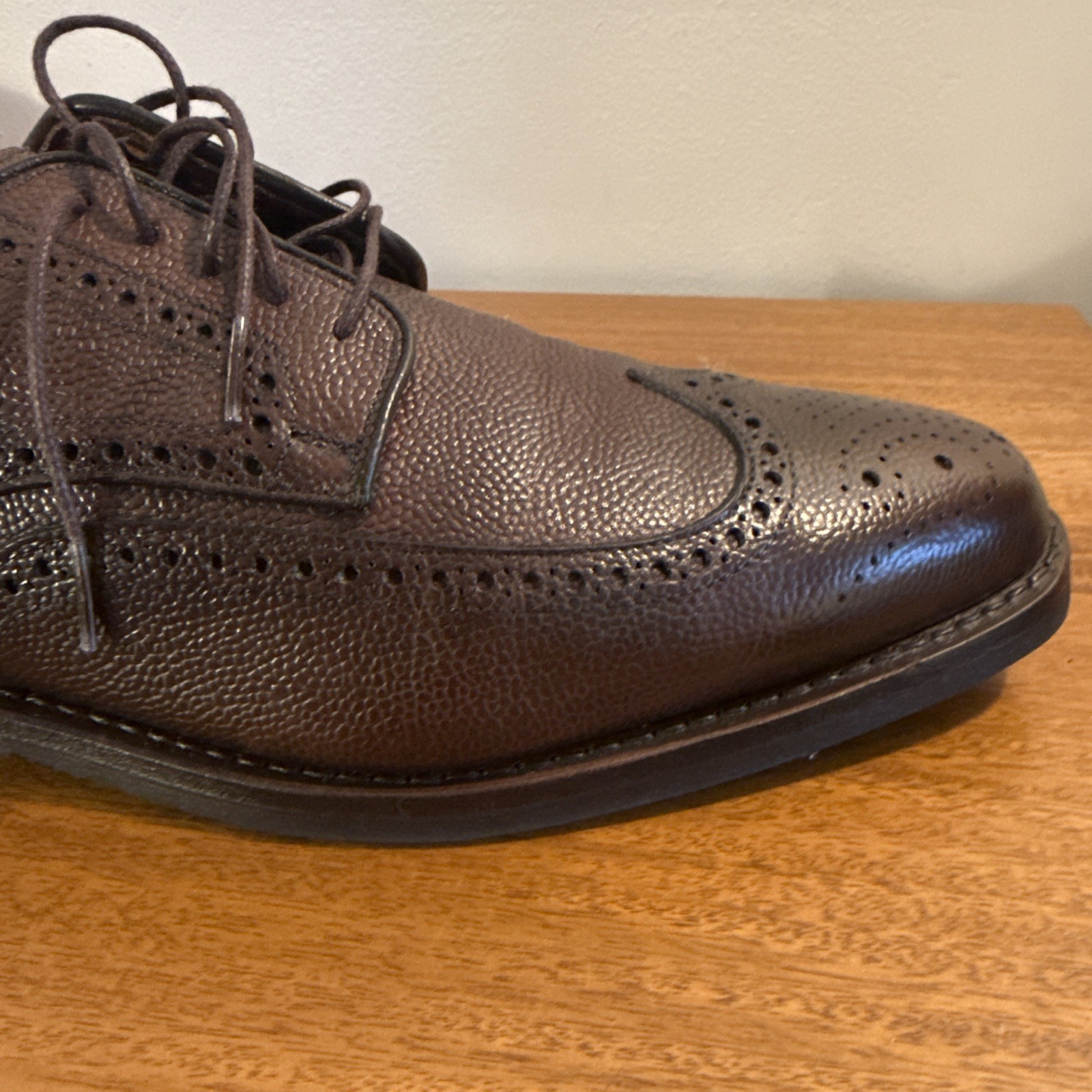 Allen Edmonds Player’s 2.0 Pebbled Brown Wingtip Dress Derby Men’s 12D Dainite
