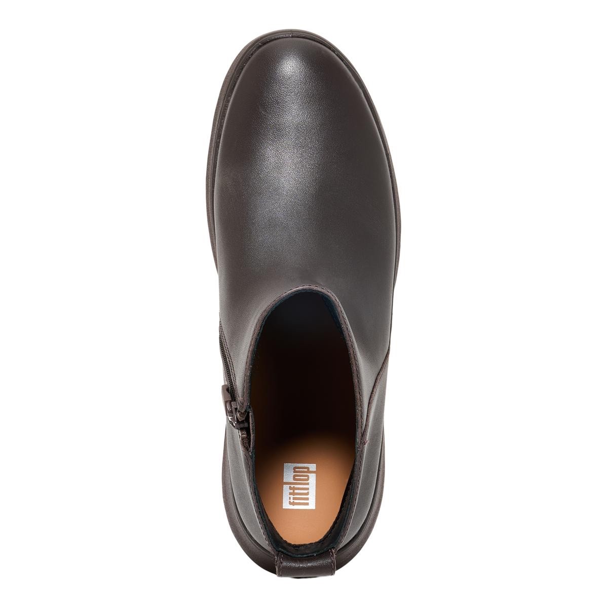 #FitFlop F-Mode Leather Flatform Zip Ankle Boot—Size 10 EU42—Black RETAIL $170
