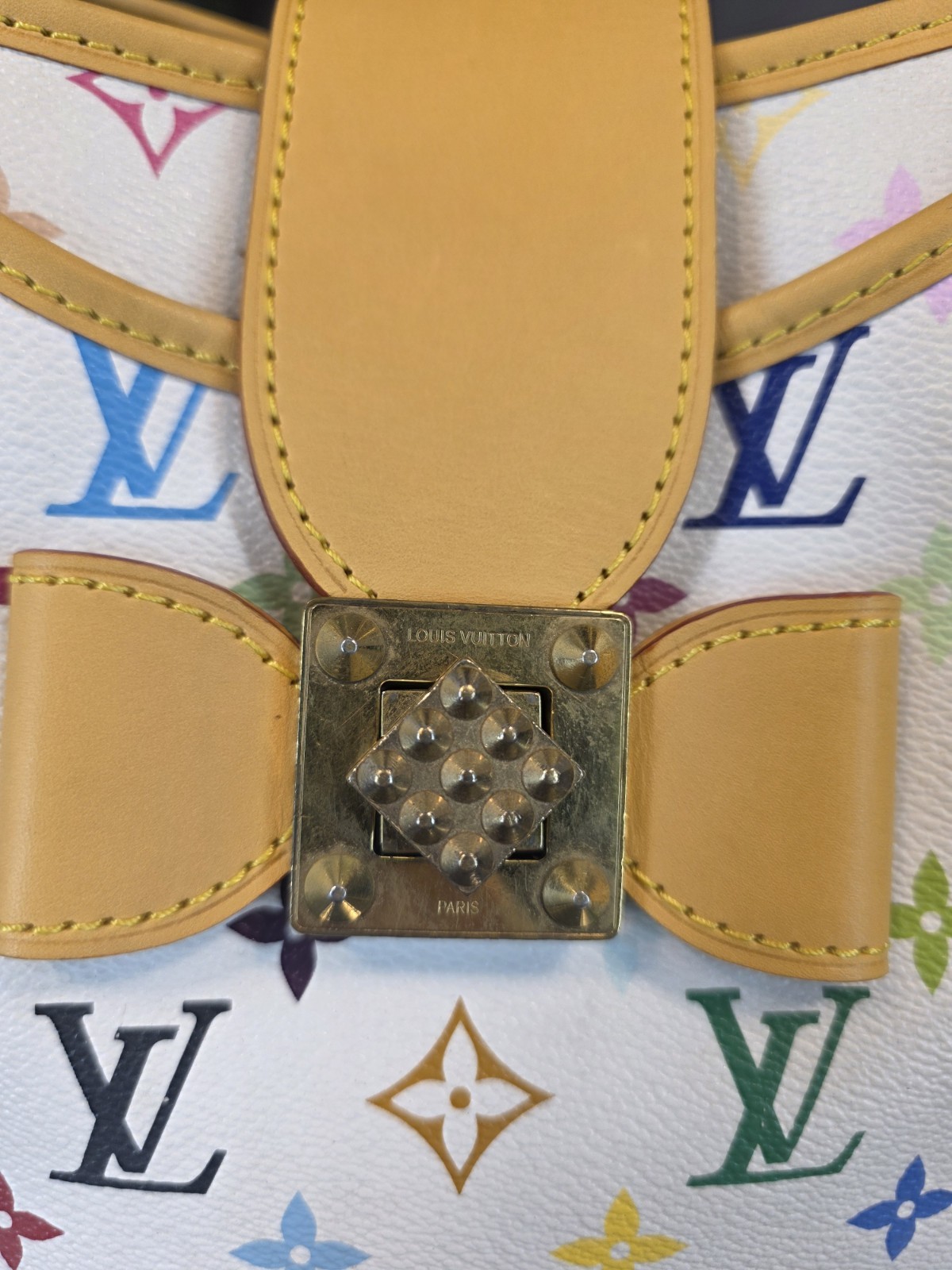 Louis Vuitton Annie Tote GM White Canvas Leather Murakami Multicolor Monogram