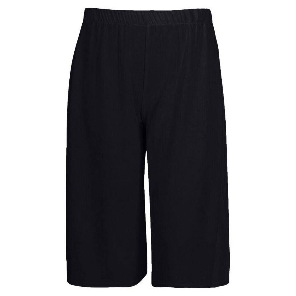 Womens 3/4 Palazzo Trousers Ladies Elasticated Stretch Wide Leg Shorts 8-26