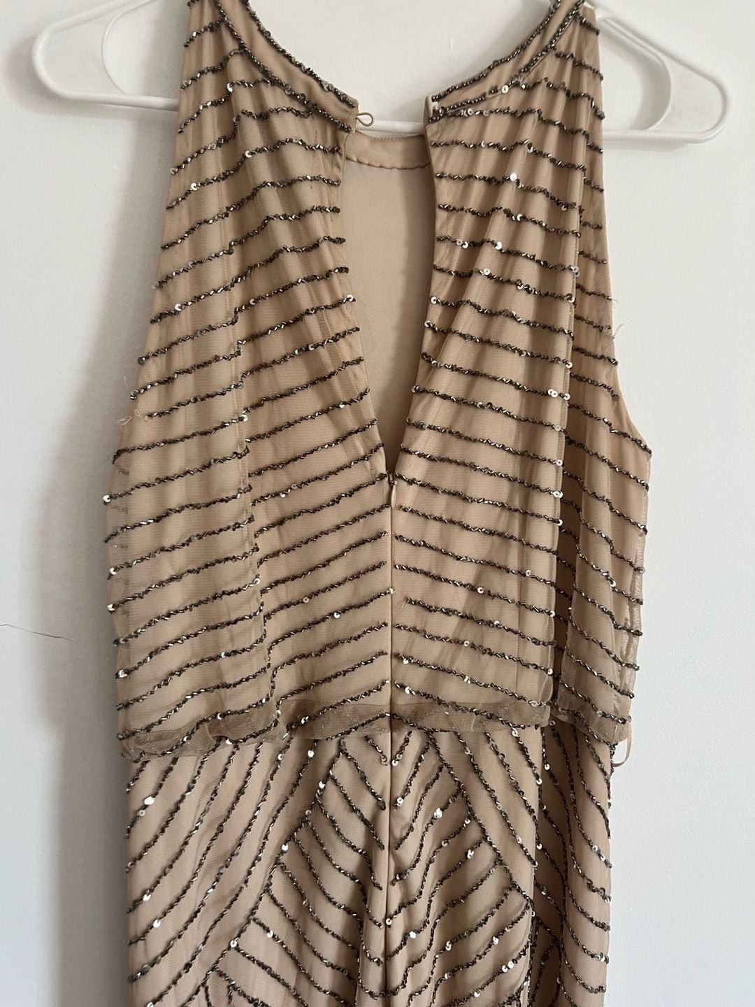 Adrianna Papell Madigan Art Deco Beaded Halter Blouson Gown