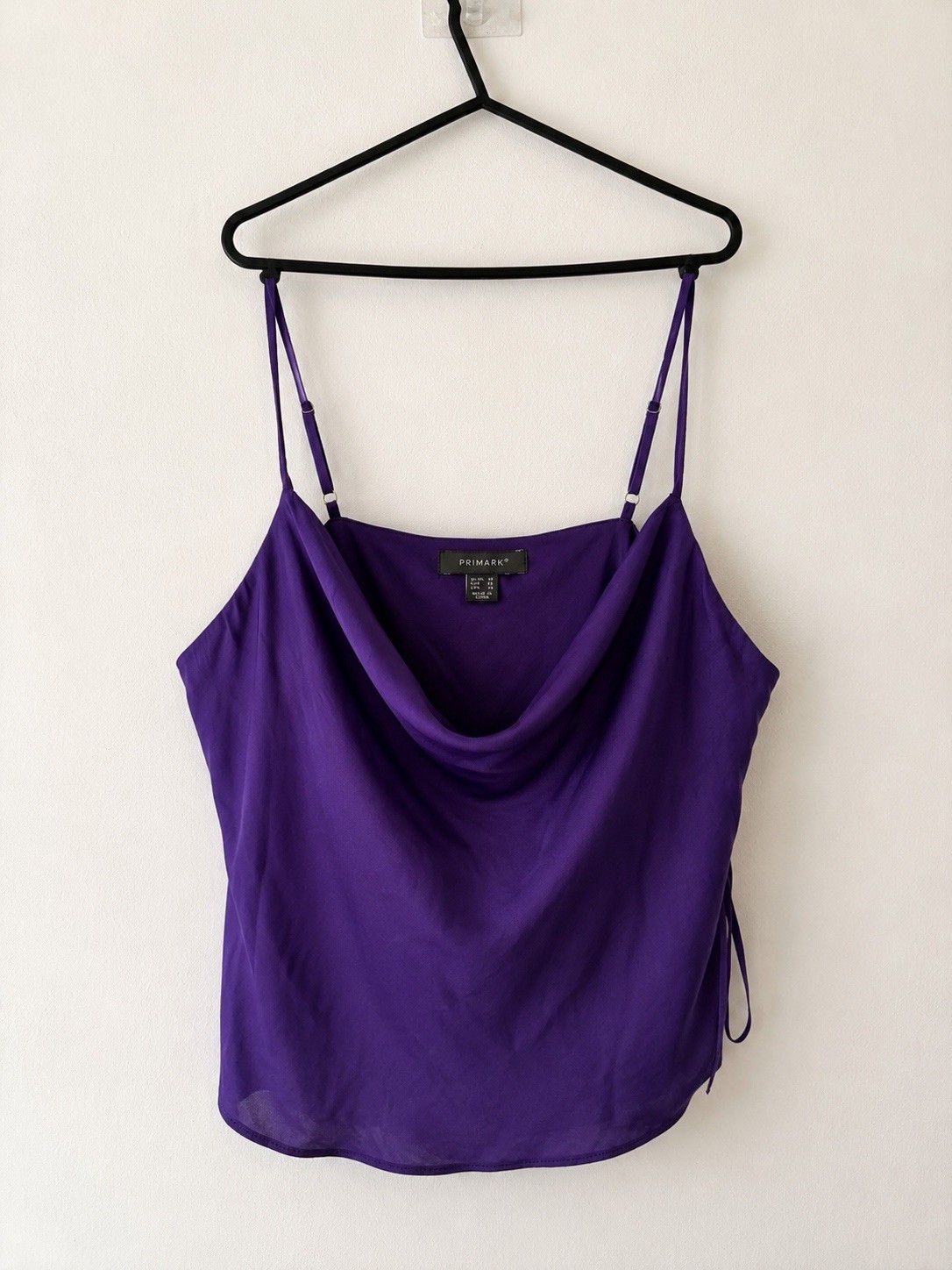 Primark Purple Cowl Neck Cami Top Size 18 Satin Look Strappy Party Top