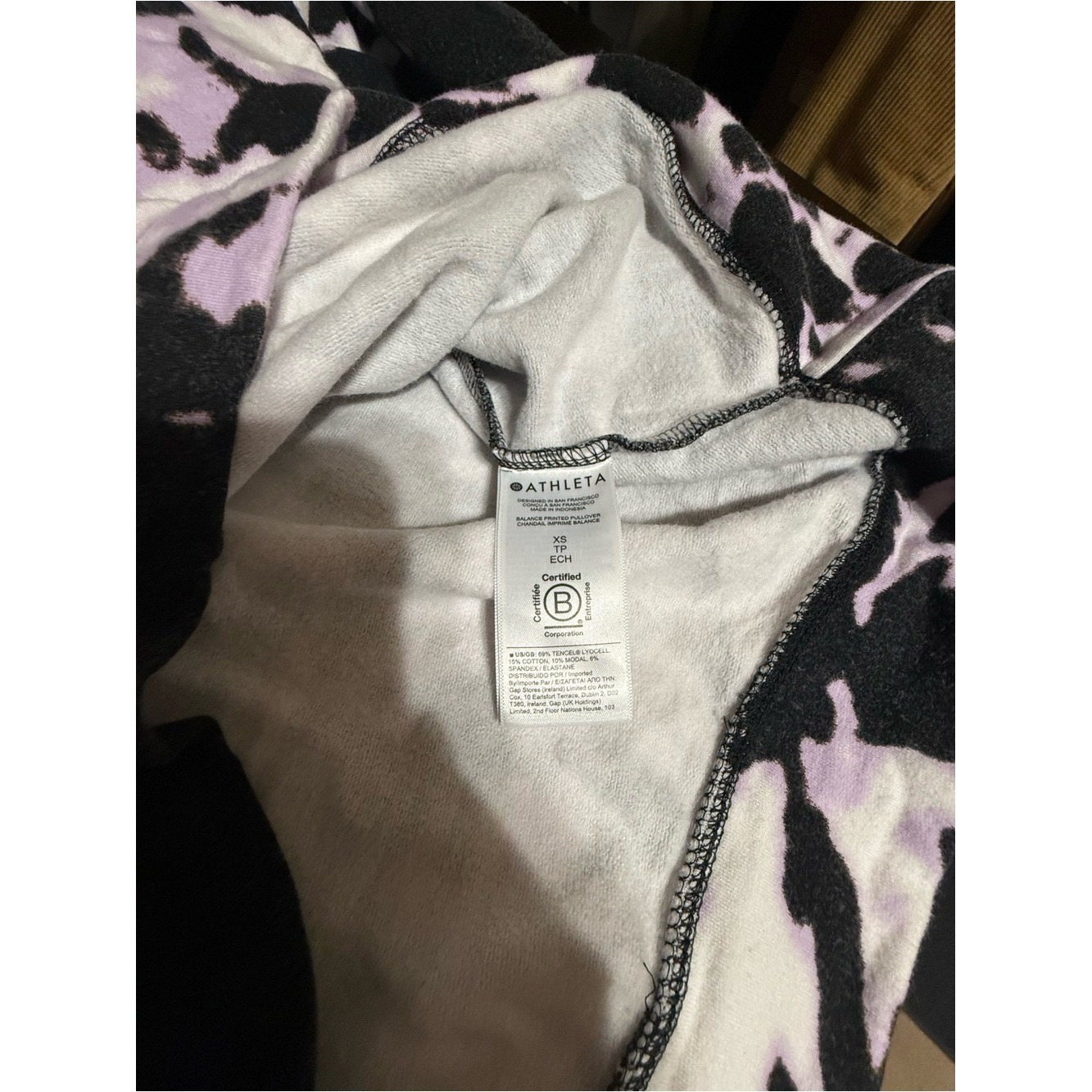 Athleta Balance Printed Pullover Sweatshirt- Willow Elfin Purple Tie-Dye – XS
