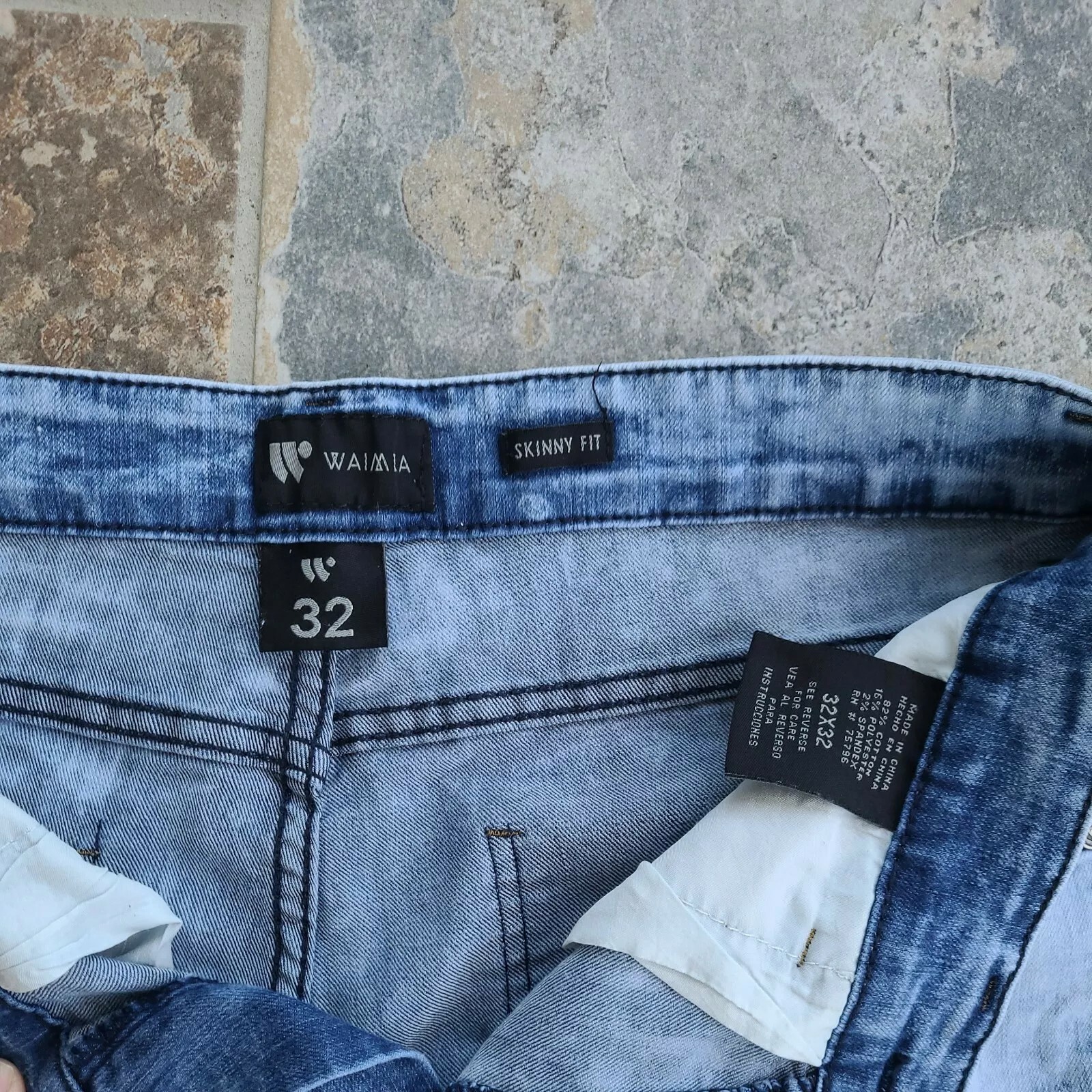 Waimea Skinny Fit Denim Jeans Men Tag Size 32×32 Actual Size 32×31 Distressed