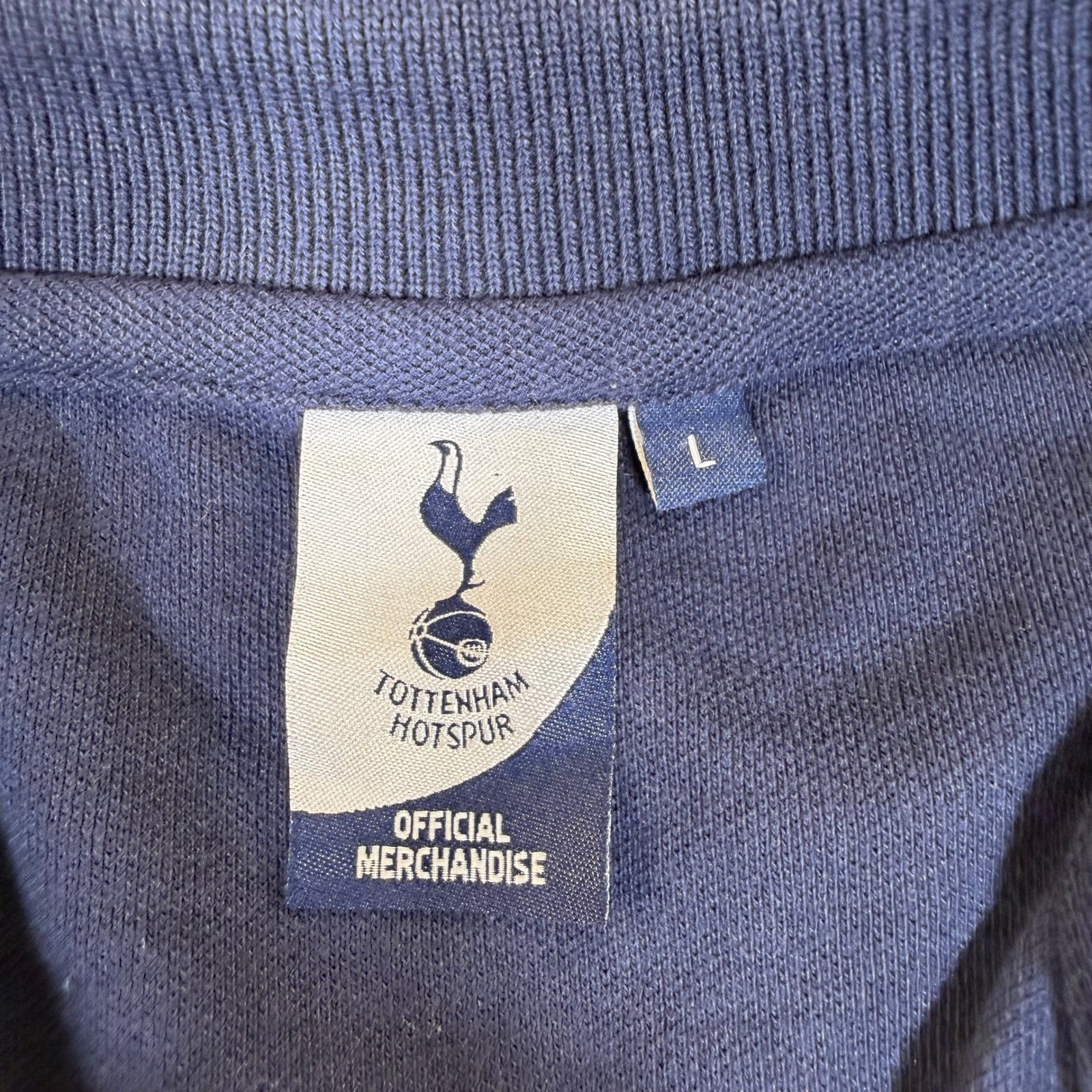 Tottenham Hotspur Mens Navy Blue Cotton Pique Polo Shirt Spurs Soccer L #3000