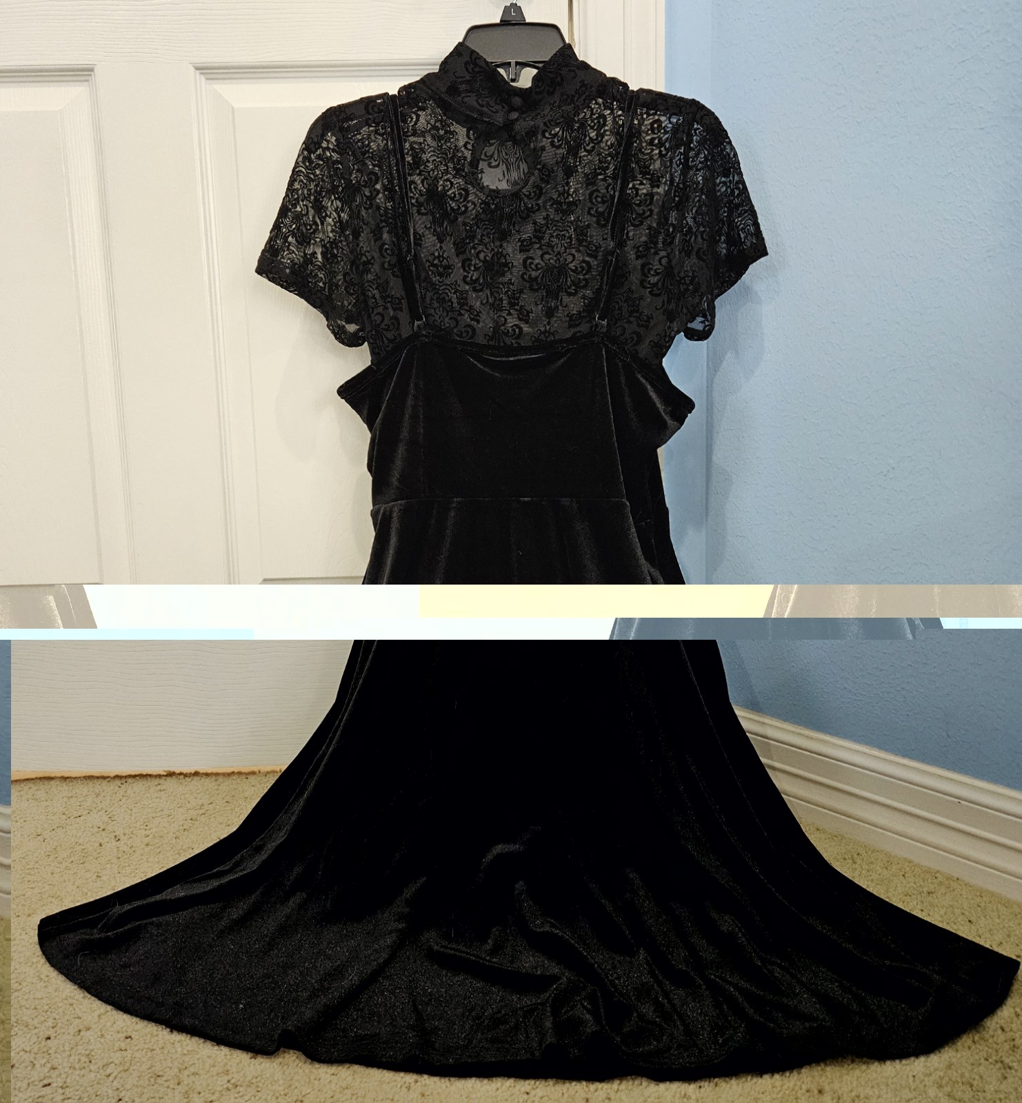 Black Velvet Haunted Mansion Short Sleeve Dress