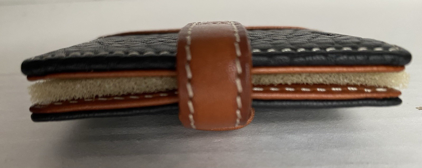 RARE Dooney & Bourke Compact Mirror Case Black Brown Leather 2.75” X 2.75” NEW