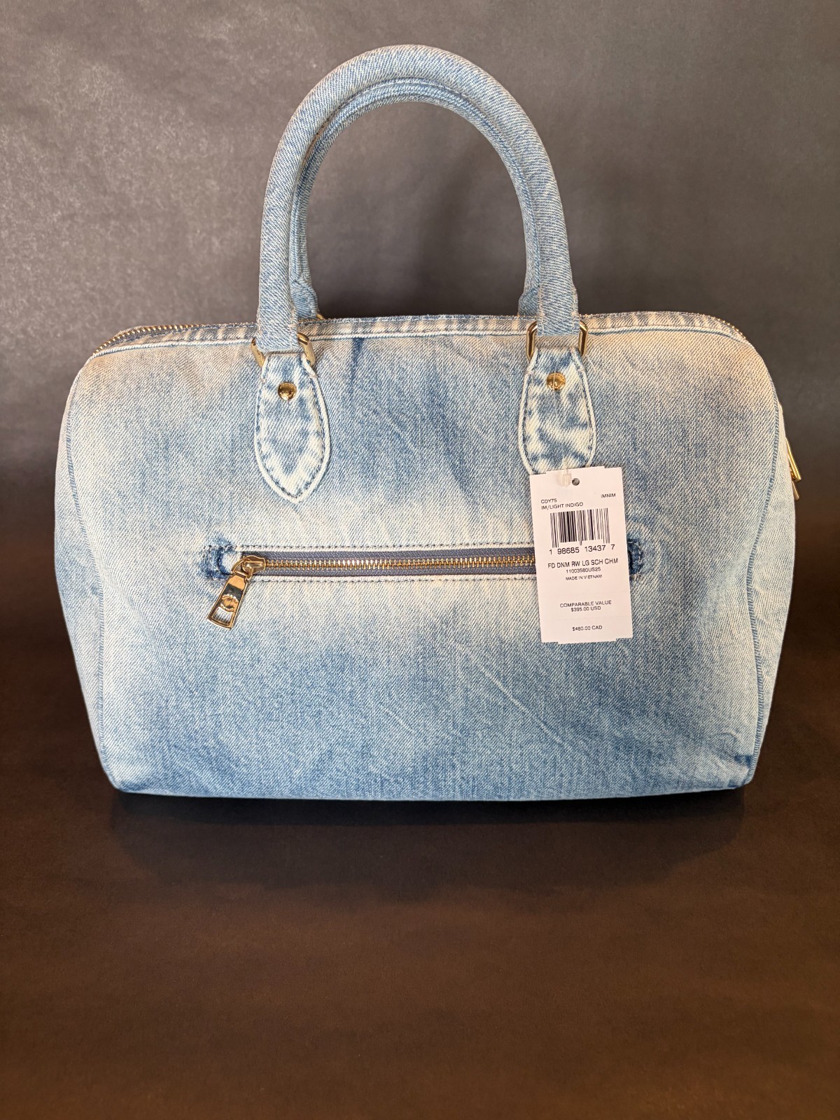 NWT Coach CDY75 Rowan Large Satchel Bag In Loved Denim With Charms Light Indigo