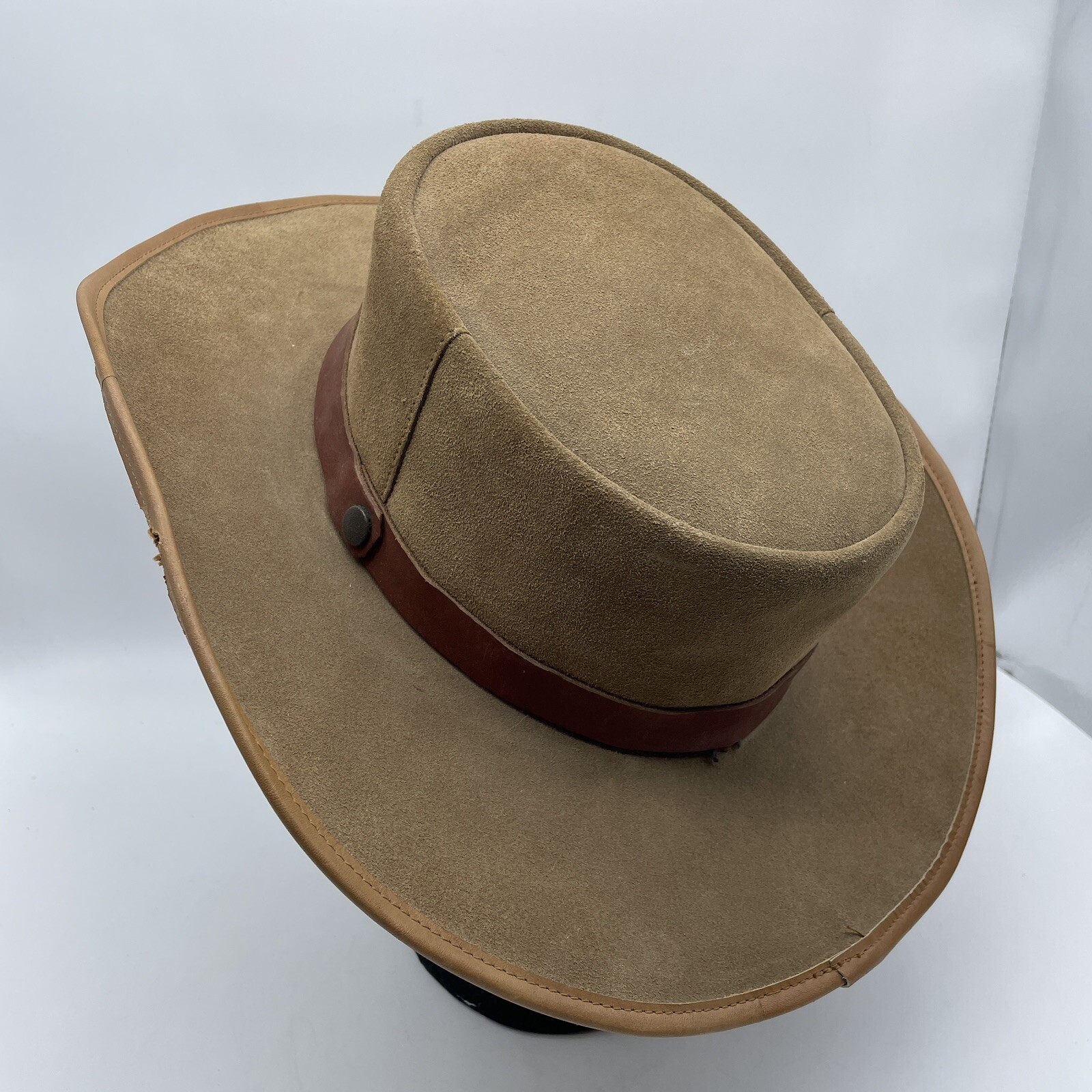 Winfield Cover Co Hat Medium Cowboy Hat Brown Leather San Francisco Wire Brim