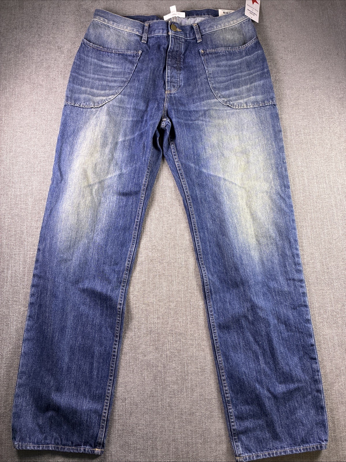 Sun Stone Ouigi Theodore Jeans Men’s 38 Relaxed Fit Dark Wash Distressed NWT