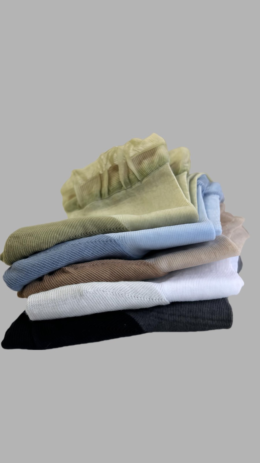 5 Pairs Women’s Frilly Ankle Socks 0, Light Gray, Black, Green, Khaki, Blue