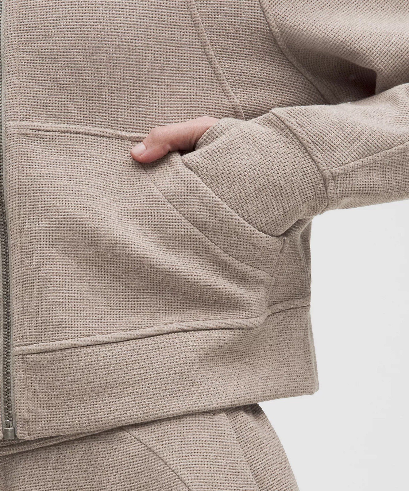 Lululemon Size XS/Small Scuba Oversized Full-Zip Hoodie Waffle, Warm Ash Grey