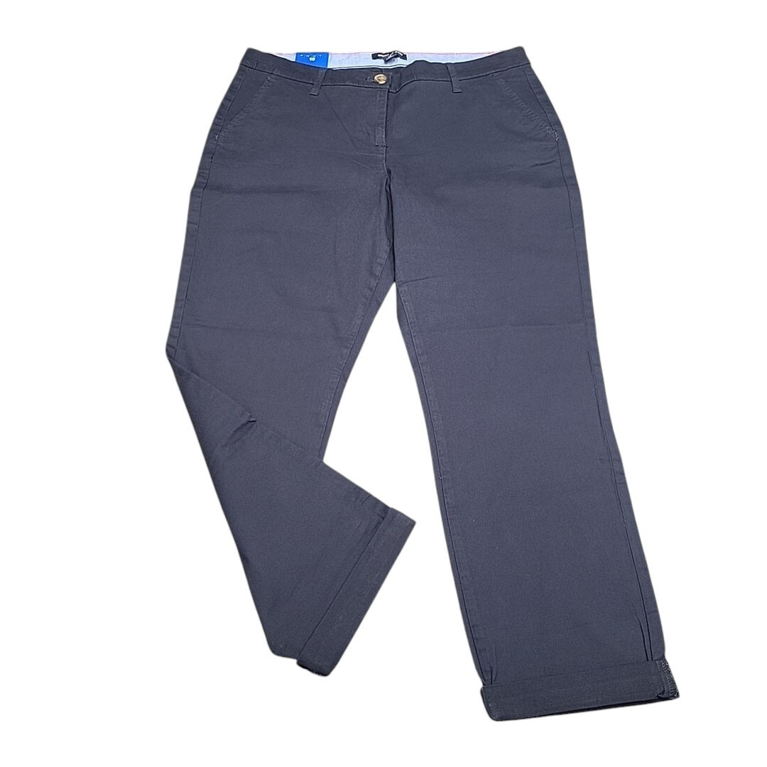 Nautica Ladies Dressy Button Zip Fly Cuffed Pants w Pockets Size 10 Navy Blue