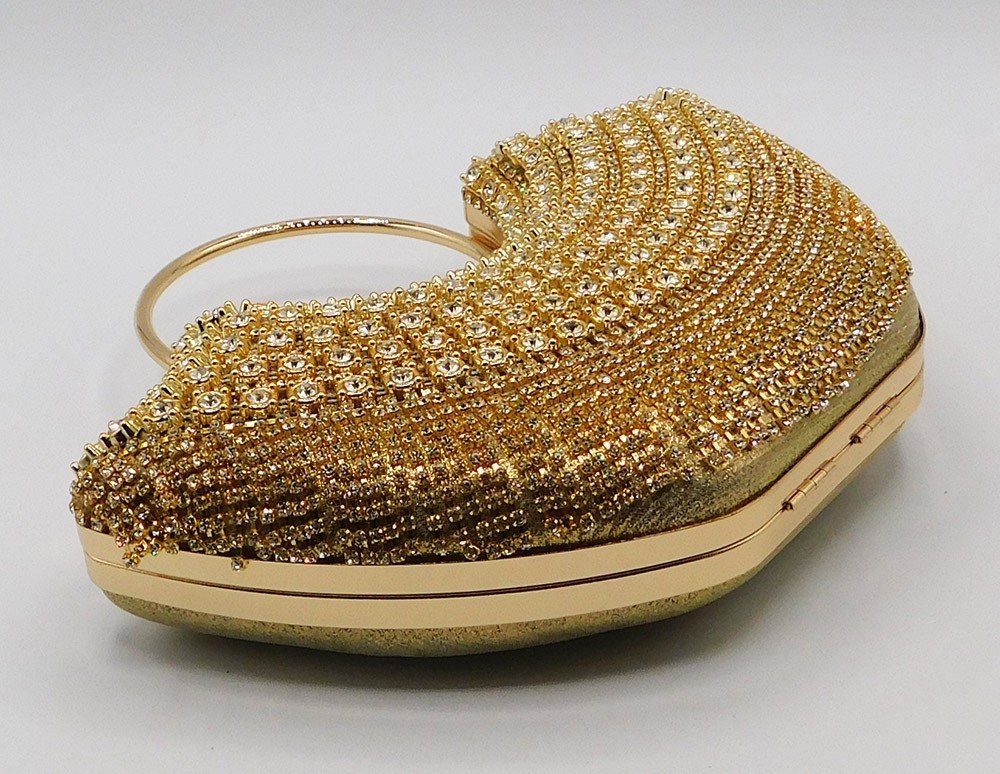 New Rhinestone Evening Handbag Handle Tassel Wedding Party Clutch Purse Gold5280