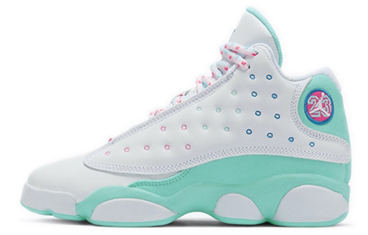 Jordan 13 Retro White Soar Green Pink GS 439358-100