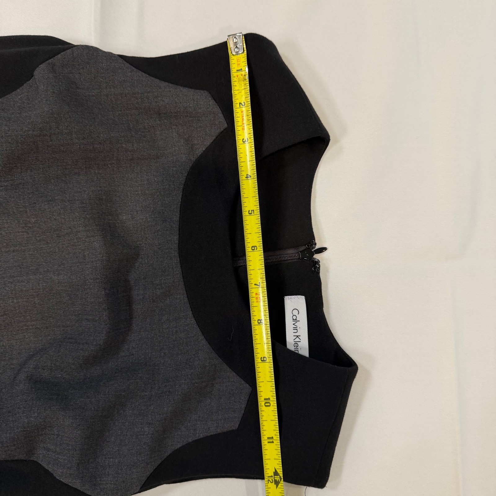 Calvin Klein Womens Black Grey Textured Colorblock Sheath Dress Size 10