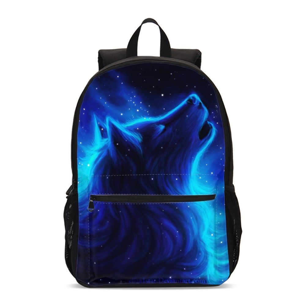 Cool Blue Wolf Kids School Backpacks Insulated Lunch Bag Pencil Case Value Lot