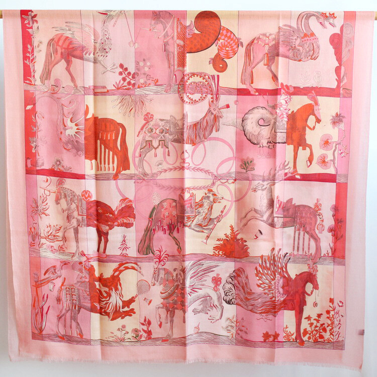 Sallys Cashmere Ring Scarf Wrap Shawl Unicorn Print Thin Soft Delicate 78″ x 39″