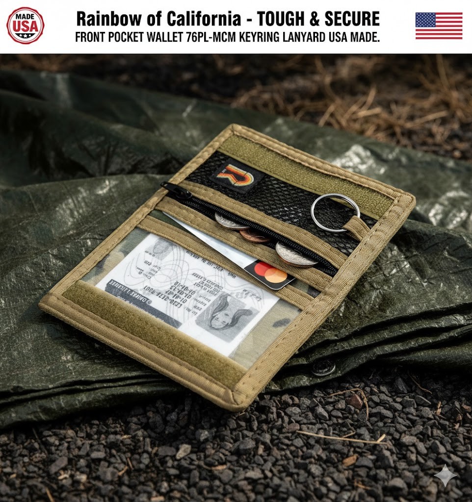 Rainbow of California Front Pocket Wallet Multicam 76PL-V2 Keyring Made in USA