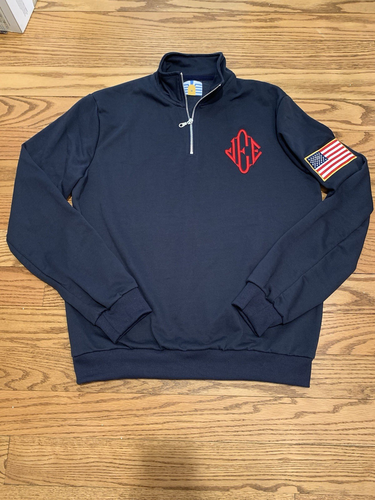 NEW JE Quarter Zip SWEATER Blue USA 1/4 ZIP JEE Sweatshirt USA SELLER
